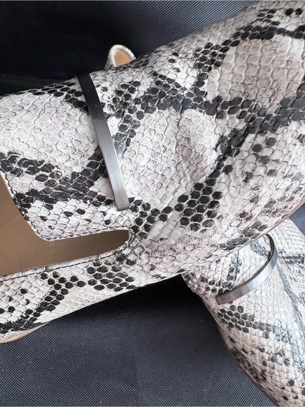 Womens Snake-Print Slip-On Loafers